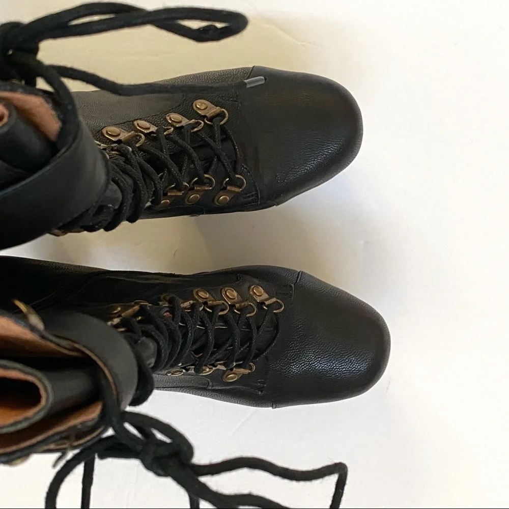 Jeffrey Campbell Wildfox Sergeant Pepper black leather lace up platform boot - Picture 7 of 13